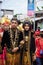 Indonesian with traditional wedding costumes at a celebration of grebeg pancasila