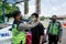 The Indonesian traffic police carry out disciplinary operations on the COVID-19