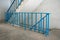 Indoor Concrete Staircase With blue iron steel Handrail