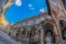 Indoor courtyard with historic buildings, Milan, Italy