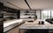 Indoor dining room appearance. Modern kitchen, interior, minimalistic scandinavian design. AI Generative