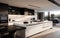 Indoor dining room appearance. Modern kitchen, interior, minimalistic scandinavian design. AI Generative