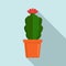 Indoor flower cactus icon, flat style