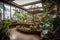 indoor garden with a variety of plants, including succulents and orchids