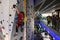 Indoor rock climbing in shopping mall