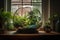 indoor terrarium filled with lush greenery and exotic plants