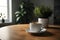 Indoor tranquility coffee cup on table in serene interior