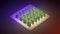 Indoor vertical farm. Isometric view. Hydroponic microgreens plant factory. Growing with led lights. Sustainable agriculture. 3d