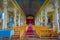 Indoor view of wooden made church in Chonchi, Chiloe island in Chile. Nuestra Senora del Rosario