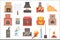 Indoors And Outdoors Fireplaces And Bonfires With Related Attributes And Tools Set Of Vector Cartoon Objects