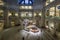 The indoors view of the center of Smithsonian National Museum of Natural History with information and an elephant sample