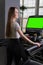 Indoors woman treadmill young length profile full running people, concept healthy lifestyle lifestyle healthy from