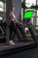 Indoors young length woman treadmill profile full running sport, from fitness fit in person from training sporty