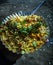 Indori poha held on hand , Pohe ,Poha is famous regional food in India