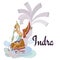 Indra sitting on elephant hindu gods Invitation cards Dawali Holiday vector illustration