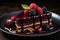 Indulge in a Decadent Chocolate Dessert Topped with Fresh Blackberries and Raspberries