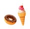 Indulge In The Delightful World Of Fast Food With Scrumptious Donut And Creamy Ice Cream, Sweet Sensations