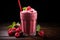 Indulge in a refreshing raspberry milkshake in a glass for the perfect breakfast treat