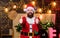 Indulge yourself in joy. Celebration time. Man bearded santa celebrate christmas at home. Winter carnival. Santa claus