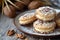 Indulgent Alfajores coconut cookies. Generate ai