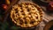 Indulgent apple pie with fresh berries, baked to perfection generated by AI