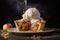 Indulgent Apple pie with melting ice cream