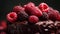 Indulgent chocolate dessert with fresh raspberry and cream generated by AI