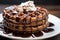 Indulgent Chocolate syrup waffles. Generate Ai