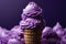 Indulgent delight a cone of purple ice cream promises a tasteful and luxurious treat