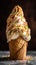Indulgent delight Towering soft-serve cone elegantly swirled with creamy vanilla, boasting a perfect balance of velvety texture
