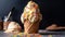 Indulgent delight Towering soft-serve cone elegantly swirled with creamy vanilla, boasting a perfect balance of velvety texture