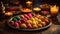 Indulgent dessert arrangement with gourmet chocolate balls generated by AI