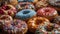 Indulgent donut heap, tempting unhealthy eating habits generated by AI