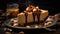 Indulgent gourmet dessert dark chocolate fudge brownie generated by AI