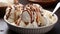 Indulgent homemade ice cream sundae on wooden table generated by AI