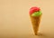 Indulgent Ice Cream Cone on Brown Background - Savor the moment as an enticing ice cream cone takes center stage against a warm