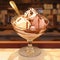 Indulgent treat a glass bowl filled with chocolate pudding ice cream