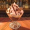 Indulgent treat a glass bowl filled with chocolate pudding ice cream