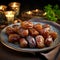 Indulging in a Platter of Luscious and Succulent Dates, Golden Delights of Exquisite Temptation