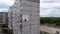 Industrial Alpinism. Aerial View. Work on Outer Insulate Building with Styrofoam