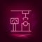 Industrial arm, loading robot vector neon icon. Illustration isolated vector sig