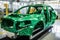 industrial automobile transportation machine automotive industry technology car assembly factory. Generative AI.