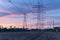 Industrial background group silhouette of transmission towers o