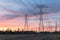 Industrial background group silhouette of transmission towers o