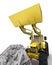 Industrial background with skip and bulldozer 3d rendering