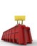 Industrial background with skip and bulldozer 3d rendering