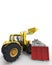 Industrial background with skip and bulldozer 3d rendering