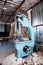 Industrial band saw machine in a carpentry or lumber workshop