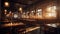 industrial blurred restaurant interior