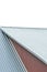 Industrial building roof sheets, grey steel rooftop pattern, isolated